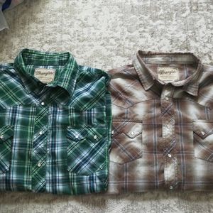 Vtg Wrangler western pearl snap long sleeve shirts